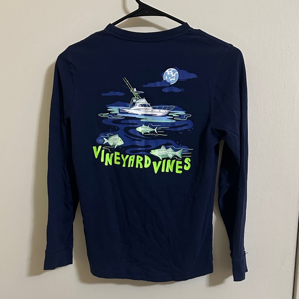 EUC Vineyard Vines Boys Fishing Long Sleeve Tshirt Medium 12-14